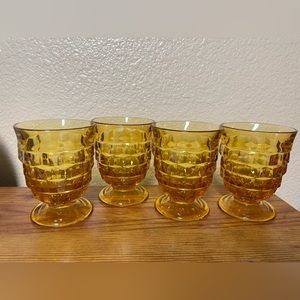 Colony Footed Amber Glasses Tumblers
